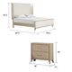 Queen Bedroom Set, Natural Oak Brown, White Wood, 3 Piece Set with 2 Nightstands