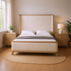 Queen Bedroom Set, Natural Oak Brown, White Wood, 3 Piece Set with 2 Nightstands