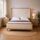 Queen Bedroom Set, Natural Oak Brown, White Wood, 3 Piece Set with 2 Nightstands