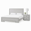 Queen Bedroom Set, White, Nickel Wood, 2 Piece Set with Nightstand