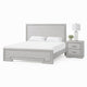 Queen Bedroom Set, White, Nickel Wood, 2 Piece Set with Nightstand