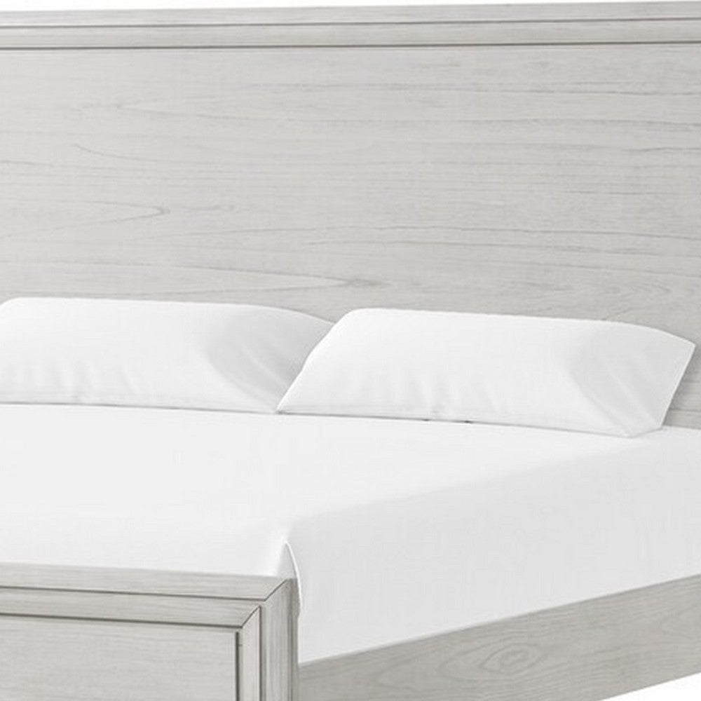 Queen Bedroom Set, White, Nickel Wood, 2 Piece Set with Nightstand