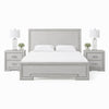Queen Bedroom Set, White, Nickel Wood, 3 Piece Set with 2 Nightstands
