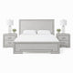 Queen Bedroom Set, White, Nickel Wood, 3 Piece Set with 2 Nightstands