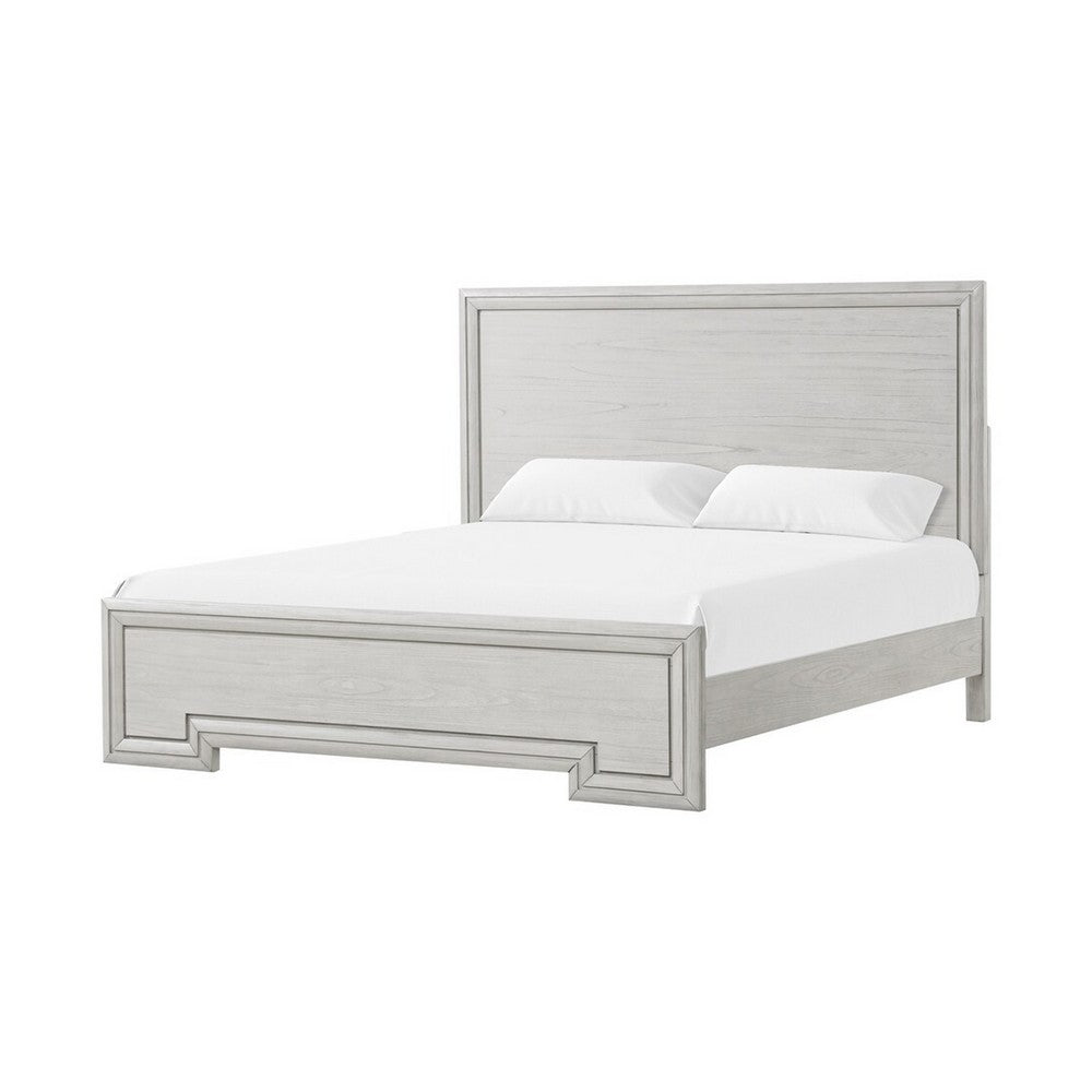 Queen Bedroom Set, White, Nickel Wood, 3 Piece Set with 2 Nightstands