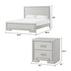 Queen Bedroom Set, White, Nickel Wood, 3 Piece Set with 2 Nightstands
