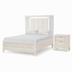 Queen Bedroom Set, White, Chrome Wood, 2 Piece Set with Nightstand