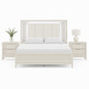 Queen Bedroom Set, White, Chrome Wood, 3 Piece Set with 2 Nightstands