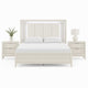 Queen Bedroom Set, White, Chrome Wood, 3 Piece Set with 2 Nightstands
