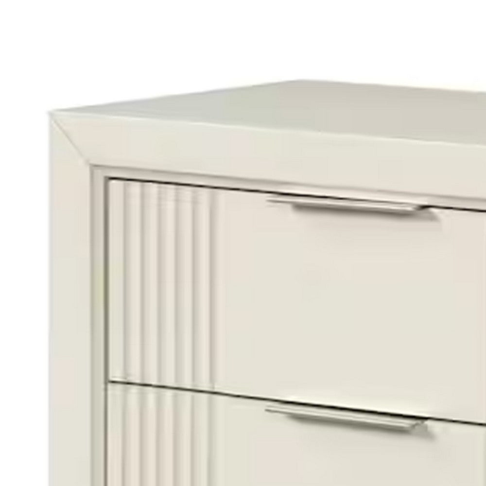 Queen Bedroom Set, White, Chrome Wood, 3 Piece Set with 2 Nightstands