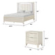 Queen Bedroom Set, White, Chrome Wood, 3 Piece Set with 2 Nightstands