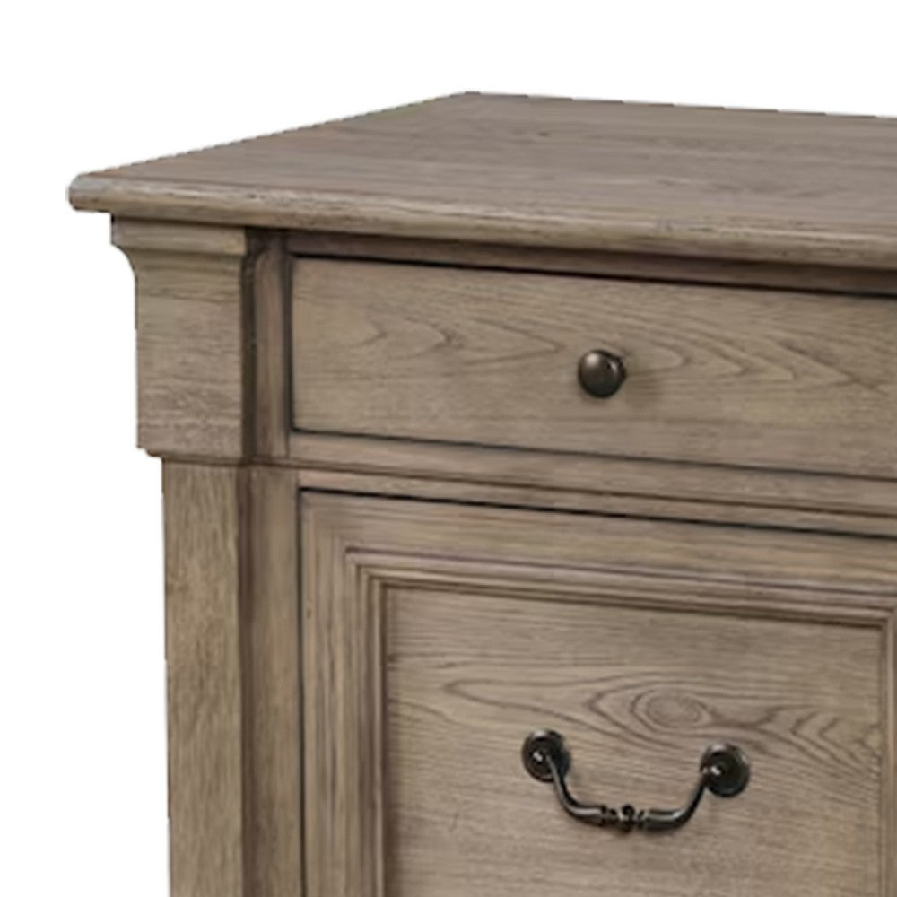Queen Bedroom Set, Gray, Dark Bronze Wood, 2 Piece Set with Nightstand