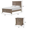 Queen Bedroom Set, Gray, Dark Bronze Wood, 2 Piece Set with Nightstand