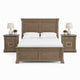 Queen Bedroom Set, Gray, Dark Bronze Wood, 3 Piece Set with 2 Nightstands