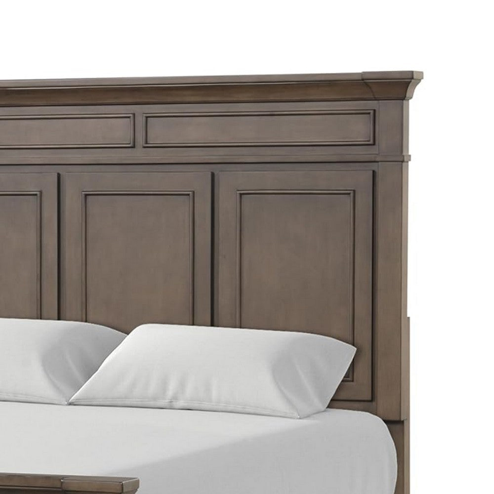 Queen Bedroom Set, Walnut Brown, Black, 2 Piece Set with Nightstand