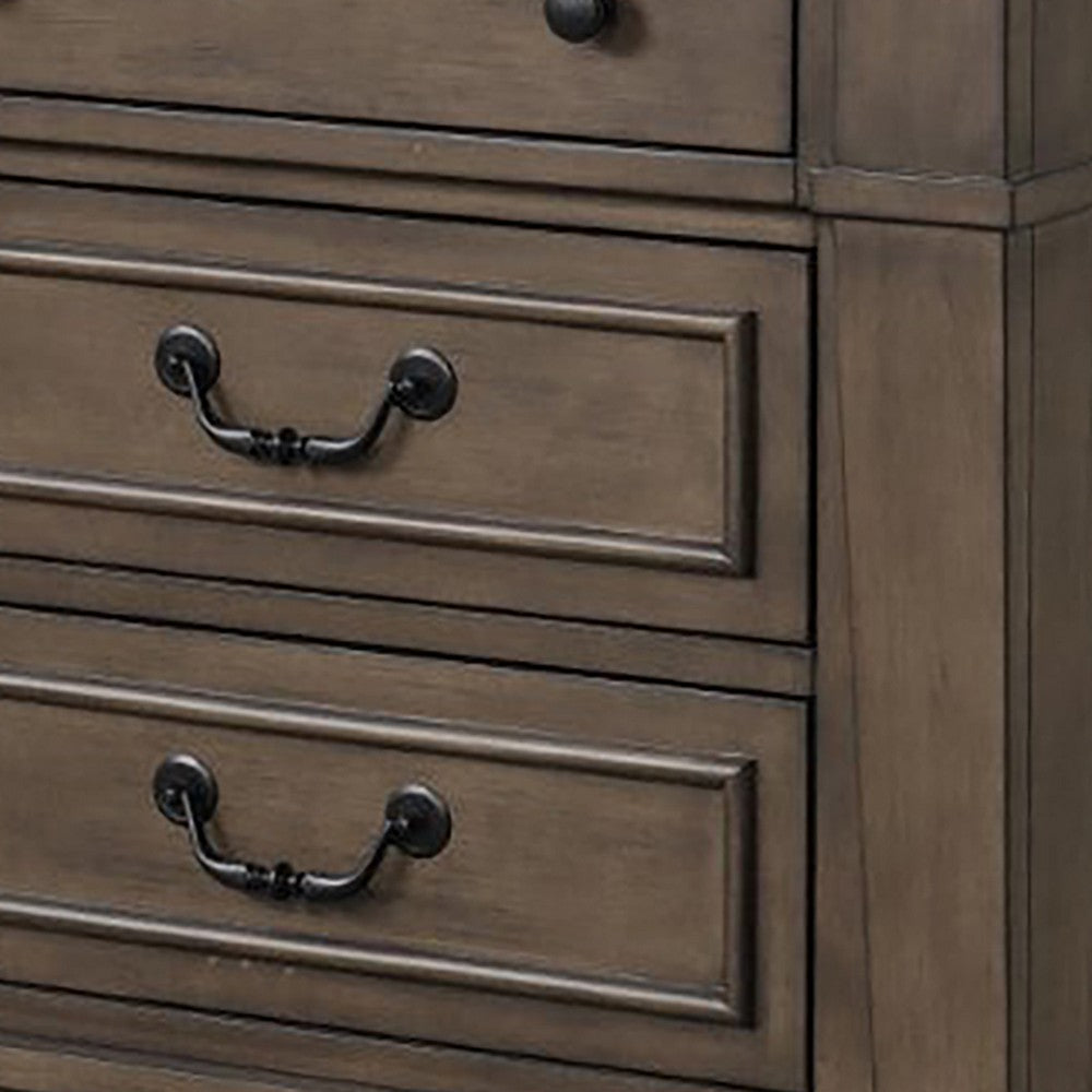 Queen Bedroom Set, Walnut Brown, Black, 2 Piece Set with Nightstand