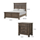 Queen Bedroom Set, Walnut Brown, Black, 2 Piece Set with Nightstand