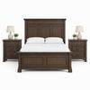 Queen Bedroom Set, Walnut Brown, Black, 3 Piece Set with 2 Nightstands