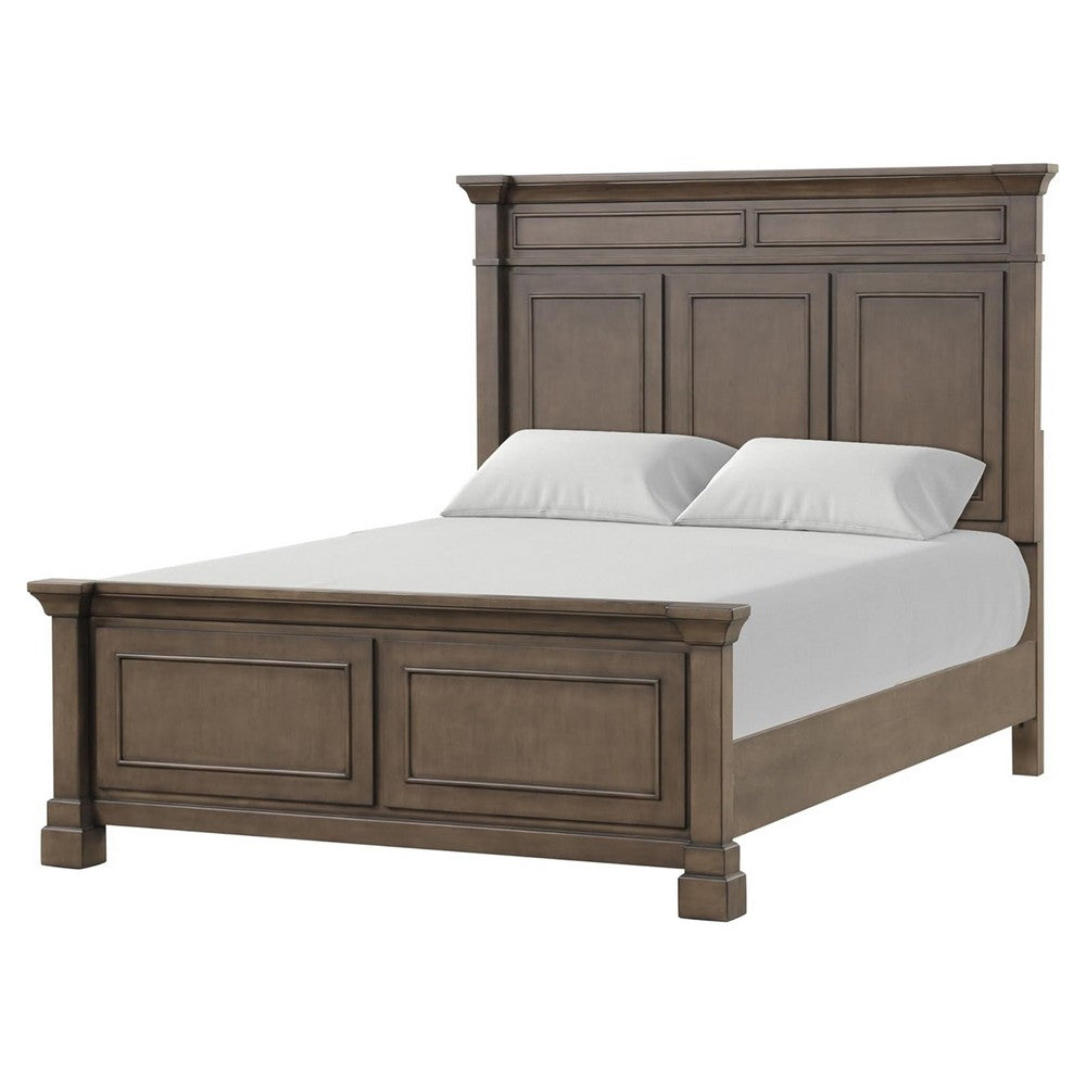 Queen Bedroom Set, Walnut Brown, Black, 3 Piece Set with 2 Nightstands