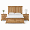 Queen Bedroom Set, Natural Oak Brown Wood, 3 Piece Set with 2 Nightstands