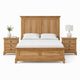 Queen Bedroom Set, Natural Oak Brown Wood, 3 Piece Set with 2 Nightstands
