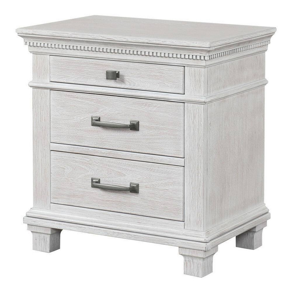 Queen Bedroom Set, Gray, Cream Wood, 2 Piece Set with Nightstand