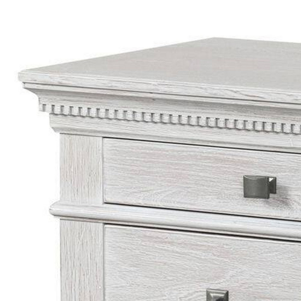 Queen Bedroom Set, Gray, Cream Wood, 2 Piece Set with Nightstand