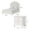 Queen Bedroom Set, White Wood, 2 Piece Set with Nightstand