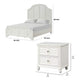 Queen Bedroom Set, White Wood, 2 Piece Set with Nightstand