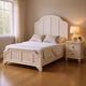 Queen Bedroom Set, White Wood, 2 Piece Set with Nightstand