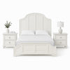 Queen Bedroom Set, White Wood, 3 Piece Set with 2 Nightstands