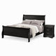 Queen Bedroom Set, Black, Nickel Wood, 2 Piece Set with Nightstand