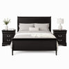Queen Bedroom Set, Black, Nickel Wood, 3 Piece Set with 2 Nightstands