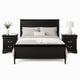 Queen Bedroom Set, Black, Nickel Wood, 3 Piece Set with 2 Nightstands