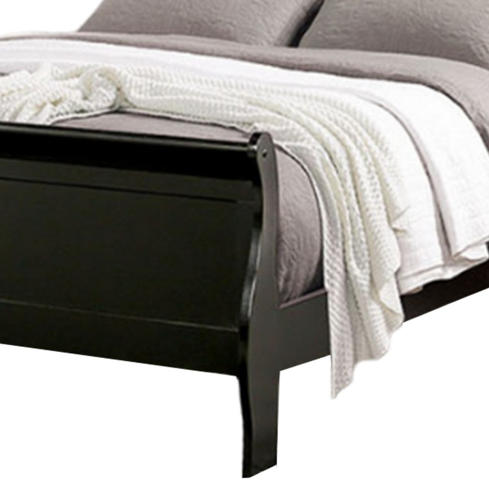 Queen Bedroom Set, Black, Nickel Wood, 3 Piece Set with 2 Nightstands