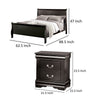Queen Bedroom Set, Black, Nickel Wood, 3 Piece Set with 2 Nightstands