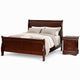 Queen Bedroom Set, Cherry Brown, Bronze Wood, 2 Piece Set with Nightstand
