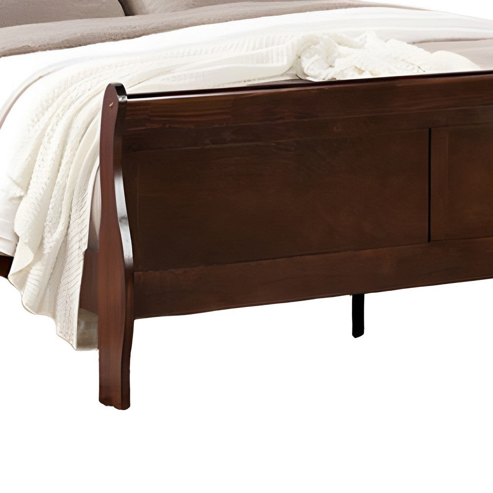 Queen Bedroom Set, Cherry Brown, Bronze Wood, 2 Piece Set with Nightstand