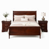 Queen Bedroom Set, Cherry Brown, Bronze Wood, 3 Piece Set with 2 Nightstands