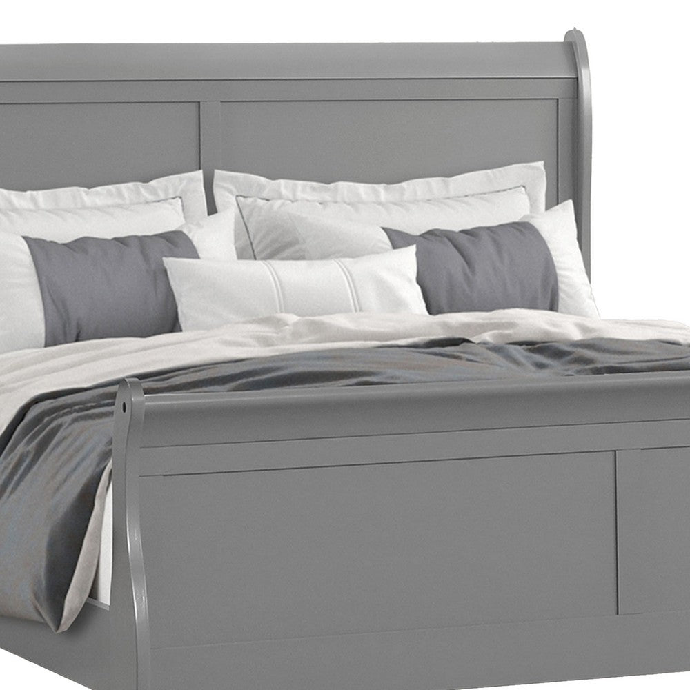 Queen Bedroom Set, Gray, Nickel Wood, 2 Piece Set with Nightstand