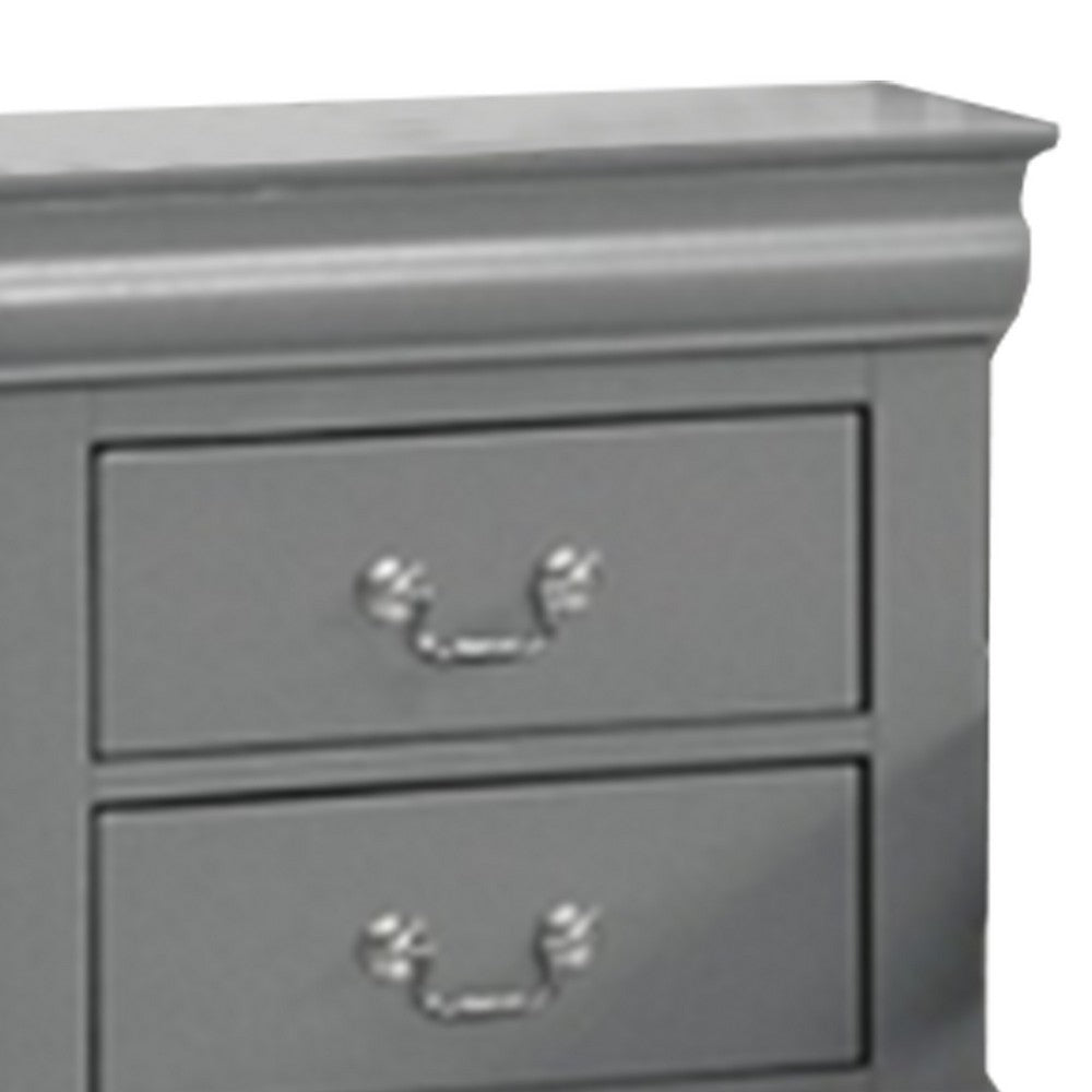 Queen Bedroom Set, Gray, Nickel Wood, 2 Piece Set with Nightstand