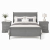 Queen Bedroom Set, Gray, Nickel Wood, 3 Piece Set with 2 Nightstands