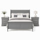 Queen Bedroom Set, Gray, Nickel Wood, 3 Piece Set with 2 Nightstands