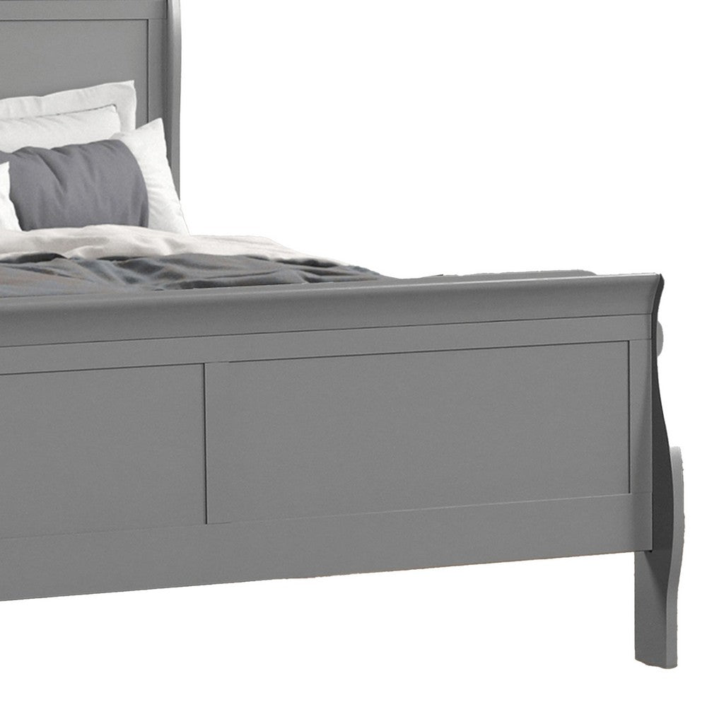 Queen Bedroom Set, Gray, Nickel Wood, 3 Piece Set with 2 Nightstands