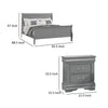 Queen Bedroom Set, Gray, Nickel Wood, 3 Piece Set with 2 Nightstands