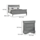 Queen Bedroom Set, Gray, Nickel Wood, 3 Piece Set with 2 Nightstands