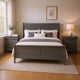 Queen Bedroom Set, Gray, Nickel Wood, 3 Piece Set with 2 Nightstands