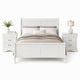 Queen Bedroom Set, White, Nickel Wood, 3 Piece Set with 2 Nightstands
