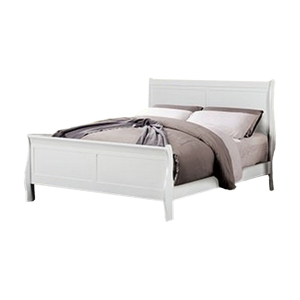 Queen Bedroom Set, White, Nickel Wood, 3 Piece Set with 2 Nightstands