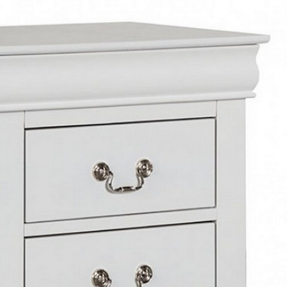 Queen Bedroom Set, White, Nickel Wood, 3 Piece Set with 2 Nightstands
